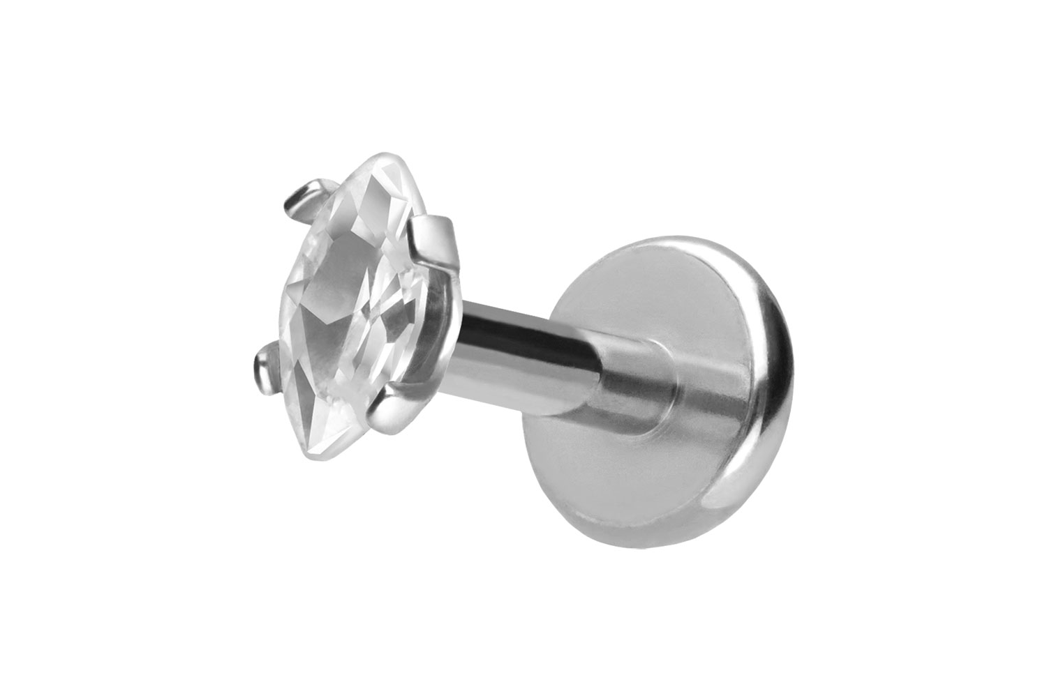 Titan Labret Piercing mit Push Fit EINGEFASSTER KRISTALLTROPFEN
